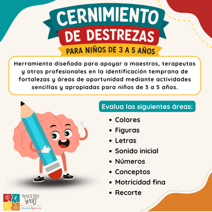 Cernimiento de Destrezas para Niños de 3 a 5 años